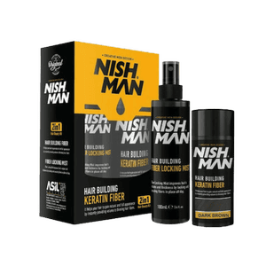 NISHMAN Hair Building Premium Keratin Fiber Set 2 in1 (Dunkelbraun)