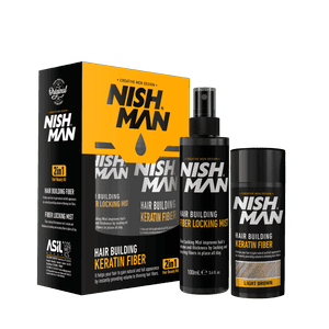 NISHMAN Hair Building Premium Keratin Fiber Set 2 in1 (Hellbraun)