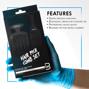 L3V3L3 Hair Pick Comb Set - 2 Pc