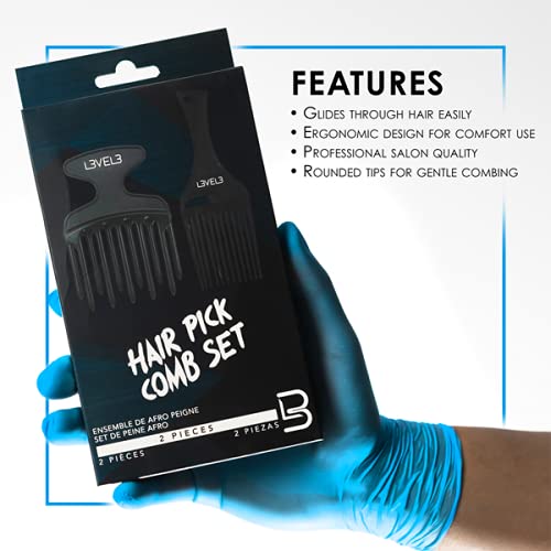 L3V3L3 Hair Pick Comb Set - 2 Pc