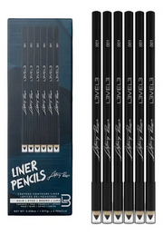Crayons L3VEL3 Liner, noir, pour tatouages capillaires, lot de 6